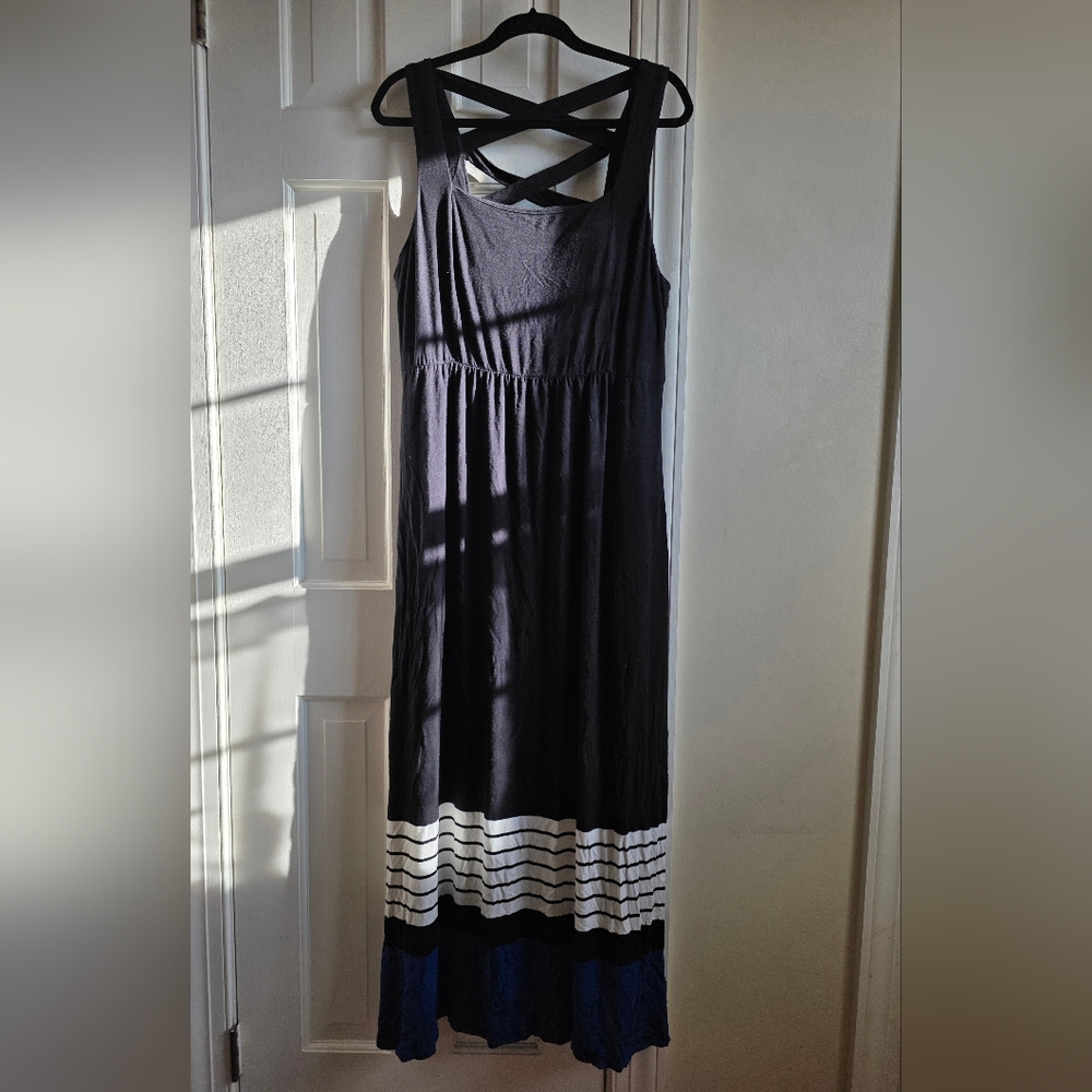 Soma XL Maxi Dress Striped Bottom Lattice Back